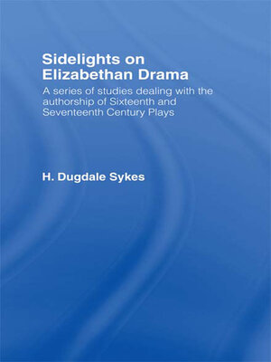 cover image of Sidelights on Elizabethan Drama